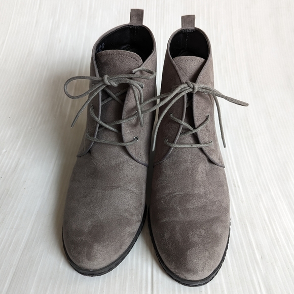 FRANCO SARTO Annabelle gray suede oxford wedge ankle booties - Picture 10 of 12